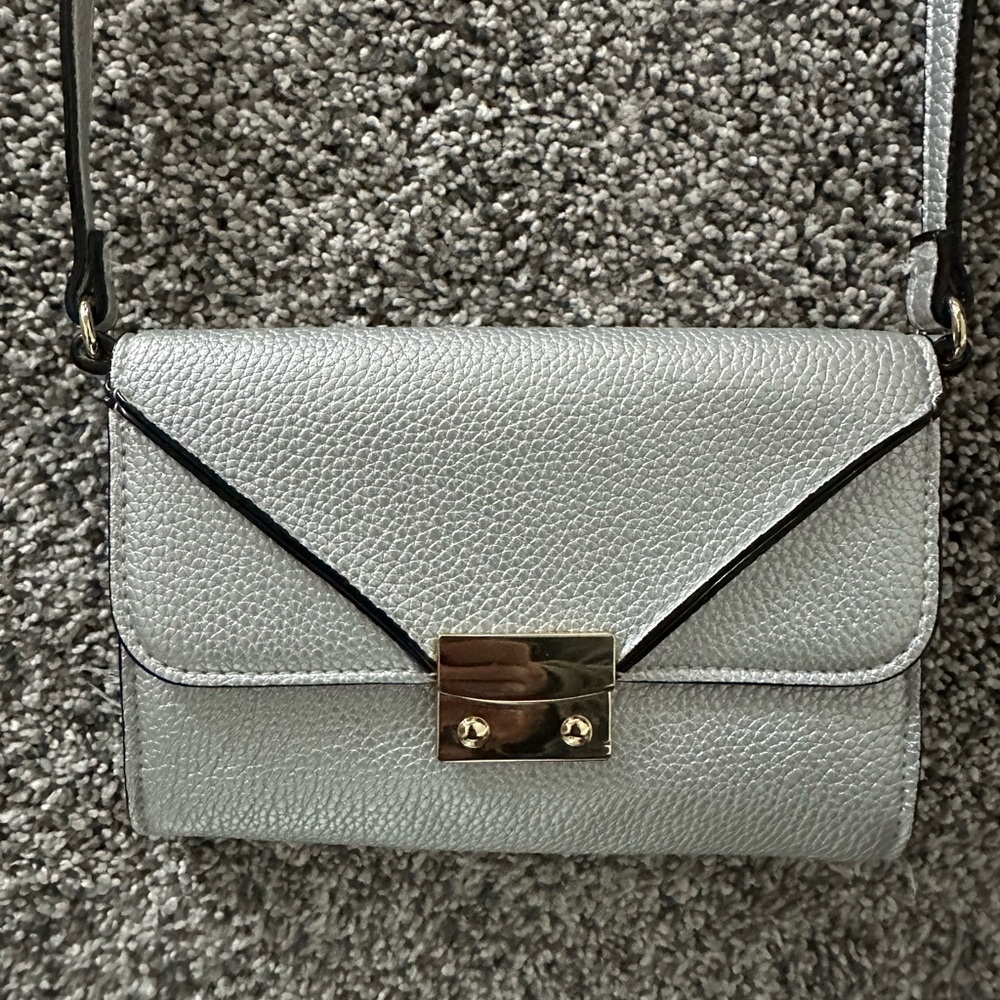 Silver Crossbody Long Shoulder Strap Purse
